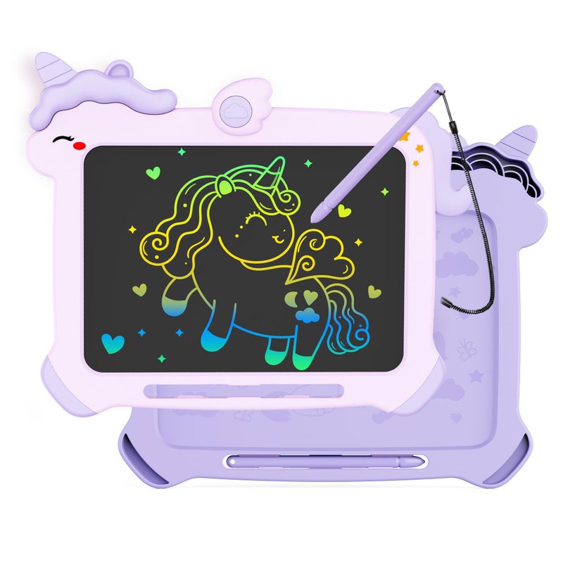 KOKODI LCD تابلت كتابة للأطفال 3 4 5 6 7 8 سنوات من العمر، لوحة خربش ملونة للكتابة، تابلت رسم تعليمي، ألعاب تعليمية، هدية عيد ميلاد للفتاة الأرجوانية - Image 1